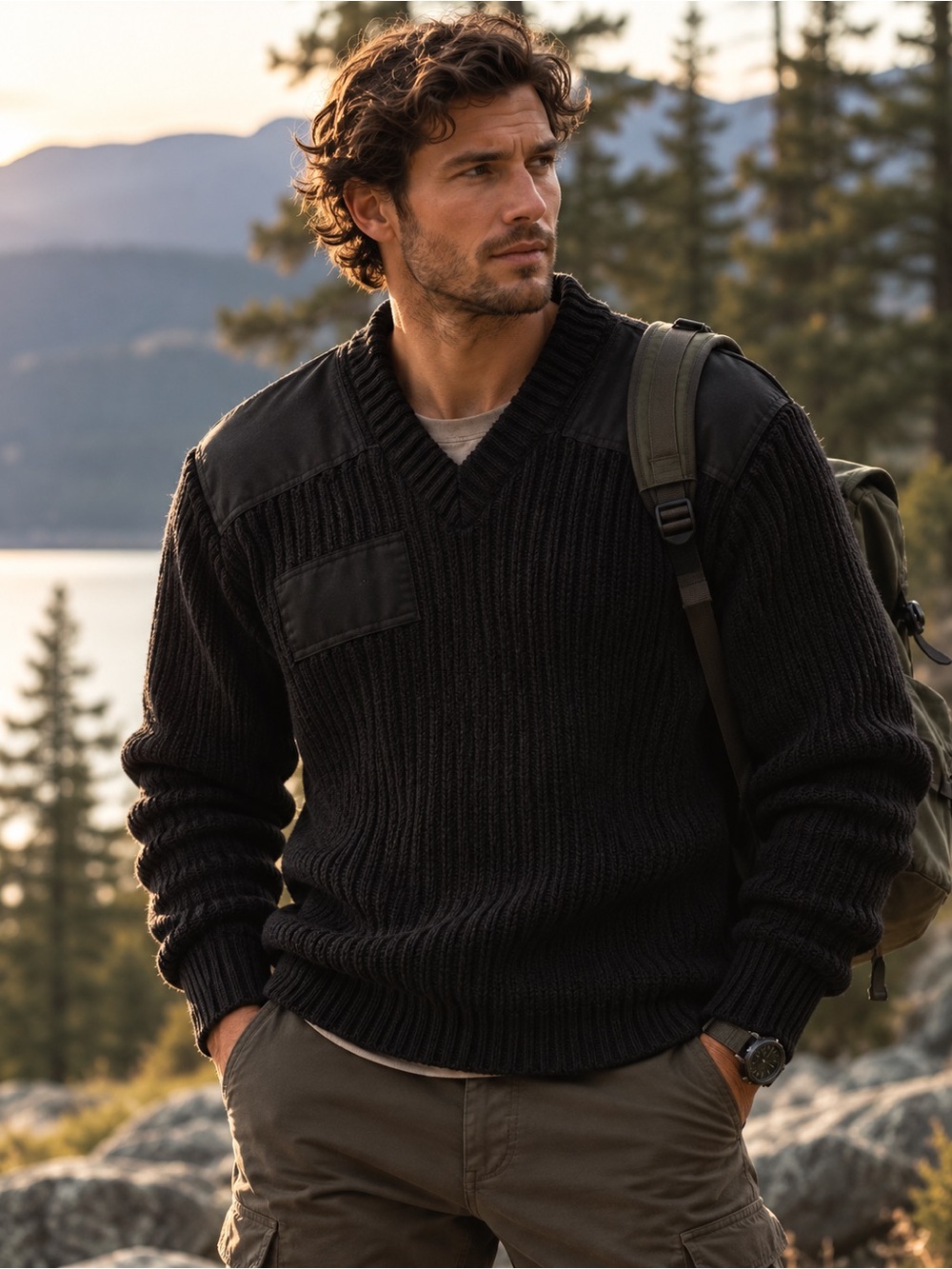 Citadel Men’s Black Commando Military Sweater 100% Virgin Wool Gorpcore Outdoor